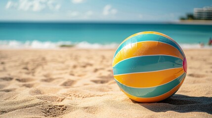 Obraz premium Beach Ball on Sandy Shore Summer Fun of excellence in splendor beyond compare with grace in style