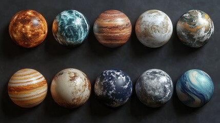 Obraz premium Exploring celestial bodies outer space digital art dark background close-up planetary diversity