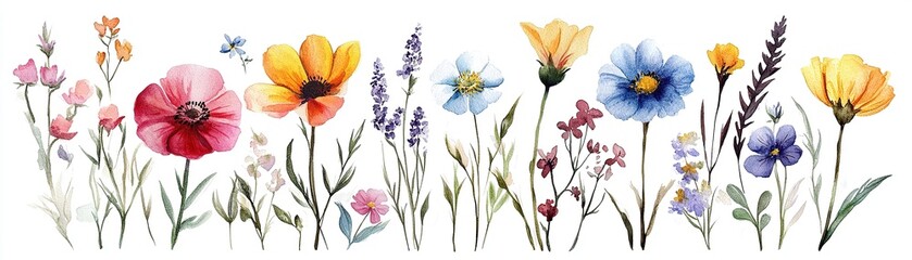 Vibrant floral art display garden watercolor illustration natural setting close-up beauty of nature
