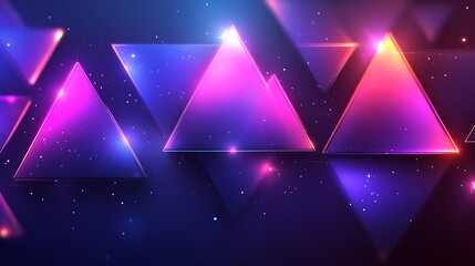 Neon Triangles Abstract Glowing Dark Background Design