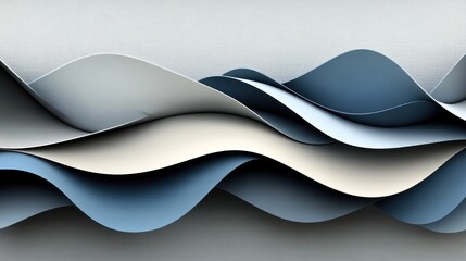 Abstract Blue and White Wave Paper Art