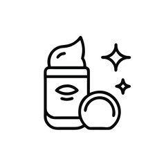 Cosmetic Cream Jar With Lid And Sparkling Effect Line Art Icon