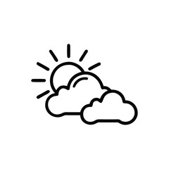 Sun Behind Clouds Outline Icon Weather Forecast Symbol Design Element