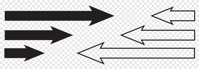 Long arrow to the Left and Right side. Long straight line arrow icon. Graphic illustration for direction symbols. Two side long arrow isolated on white background. EPS 10