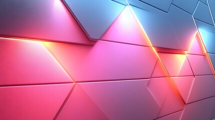 Abstract Geometric Pink Blue Illuminated Wall Panels
