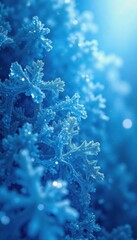 Fototapeta premium Frosty blue geometric pattern made of small ice crystals, winter, crystal, abstract