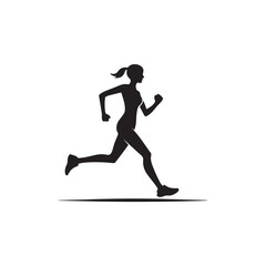 silhouette of a young woman running