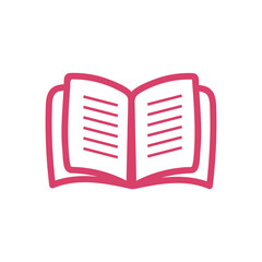 Purple Outline Open Book Simple Vector Icon