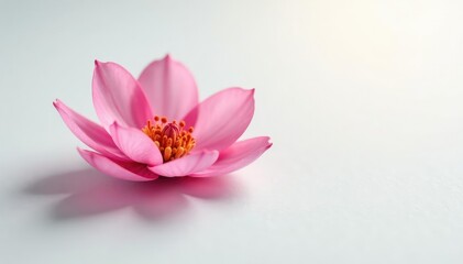 Fototapeta premium Delicate flower petals unfolding on a pure white surface, delicate, nature, soft