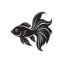 Stylized Betta Fish Icon with Flowing Fins for Branding and Logo