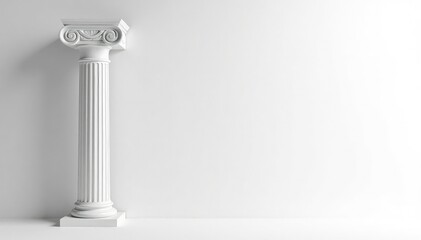 Elegant Roman column detail against pure white backdrop, simple, pillar