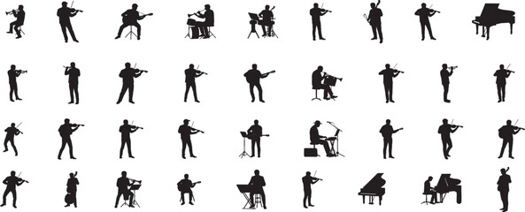  Music vector silhouettes