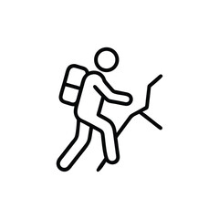 Hiker Climber Icon Adventure Outdoor Tourism Trekking And Mountaineering Symbol Design