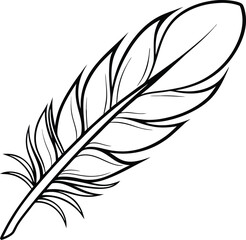 Obraz premium Vector illustration of a feather in black and white