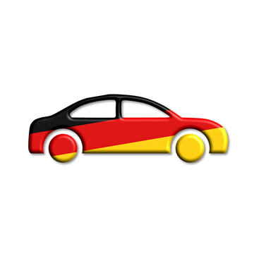 Auto aus Deutschland png - icon grafik mit deutscher flagge fahne und transparent freigestellt 3d-effekt und schatten