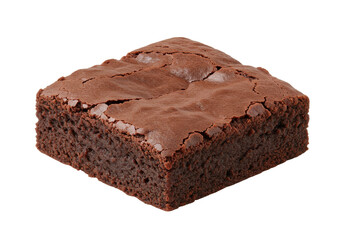 Chocolate brownie square isolated on white background