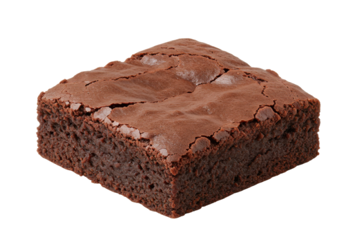 Chocolate brownie square isolated on white background