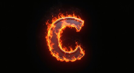 Fiery Letter C: A Dramatic, Ember-Lit Capital