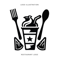 A stylish logo featuring a fork and spoon with warm, inviting colors that reflect delicious cuisine and a welcoming dining experience.