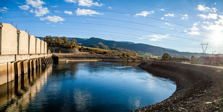 Tumut 3 Power Station with powerlines, part of the snowy mountains hydroelectric scheme