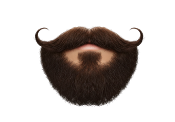 Man's full mustache and beard isolated on white background