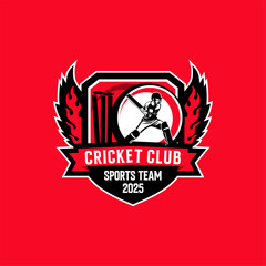 Sports Badge Logo for Cricket Academy Training Team Club Vector Template 