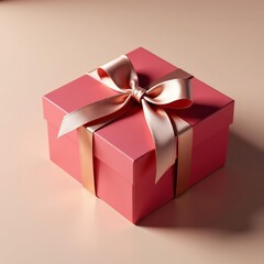 Obraz premium Elegant gift box with glossy ribbon in classic colors, celebration, box, white background