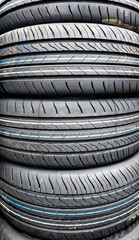 Summer vehicle tires stacked up