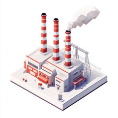 Industrial power plant isometric illustration