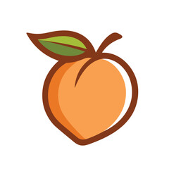 Fresh Peach Fruit Logo Vector for Organic Brand Identity Design Symbol Illustration