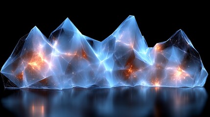 Luminous Crystalline Mountain Range Abstract Art
