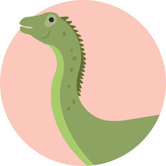 A long-necked, herbivorous dinosaur known for its large size and tail, often depicted in a walking posture.