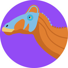 Corythosaurus Side View – Displays a duck-billed dinosaur with a tall, crest-shaped head, standing on two legs.