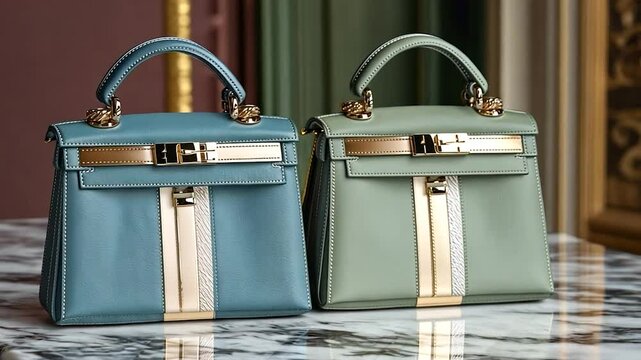 Elegant luxury designer handbags teal and mint green