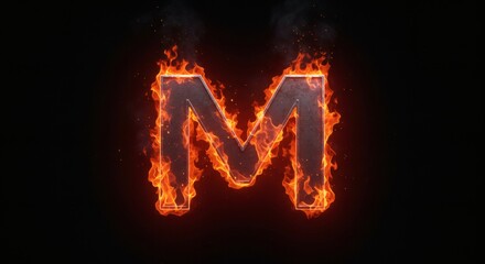 Fiery Metal 'M': Intense, Dark, and Dramatic Letter Design