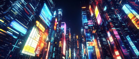 Cyberpunk Cityscape: A Futuristic Metropolis at Night