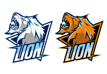 illustration vector logo design of elegant lion mascot logo for esports and sports team Premium