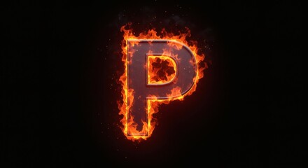 Fiery Letter P: A Blazing Inferno Alphabet Design
