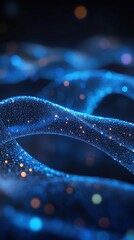 Obraz premium Abstract Blue Waves of Light and Sparkle