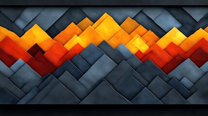 Abstract Mountain Range Artwork in Warm and Cool Tones