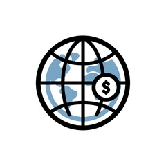 Fototapeta premium World globe with dollar sign on a minimalist background 
