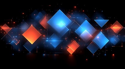 Abstract glowing blue and orange geometric shapes