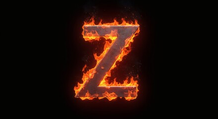 Fiery Metal Letter Z: A Dramatic, Intense Visual