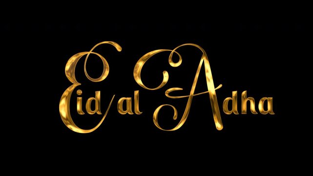 Eid al Adha Text Animation Gold Effect