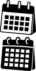 Calendar art vectors and Set of black calendar icon silhouette collections