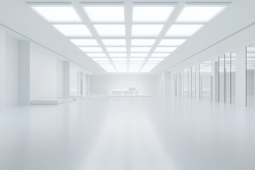Obraz premium Robotic assembly line in clean hi-tech factory environment for advanced manufacturing concepts