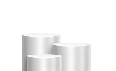 White cylindrical display stand in studio room for product display  PNG transparent.