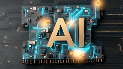 Digital AI Revolution: A captivating representation of the artificial intelligence, combining an intricately designed circuit board with the bold "AI" letters.