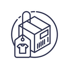 Box with clothing tag symbolizes FashionDelivery's efficient apparel shipping.