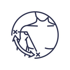 Illustration of shoulder joint movement, symbolizing limited mobility.